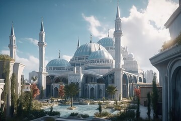 Fototapeta premium Beautiful view of islamic mosque temple