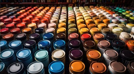 Fototapeta premium Colors in jars. Palette, artist, repair, background