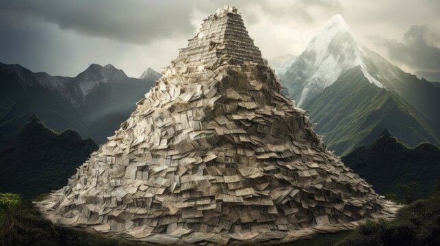 a towering mountain of cash