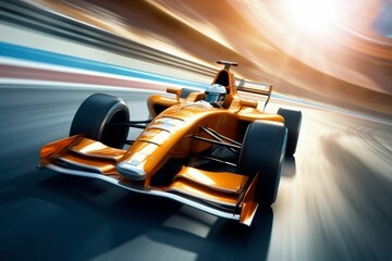 Racing Car at High Speed Passes the Track. Generative ai