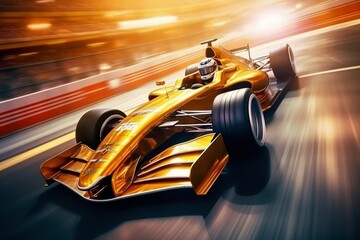 Racing Car at High Speed Passes the Track. Generative ai