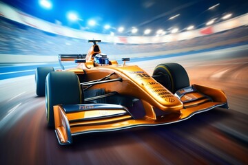 Naklejka premium Racing Car at High Speed Passes the Track. Generative ai