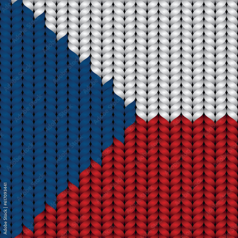 Wall mural Flag of Czech on a braided rop.