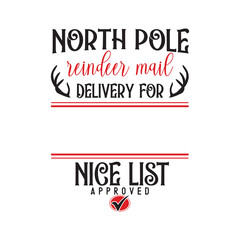 Santa sack design for crafting decorations, cards, poster. special delivery from the north pole