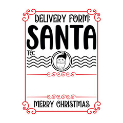 Santa sack design for crafting decorations, cards, poster. special delivery from the north pole