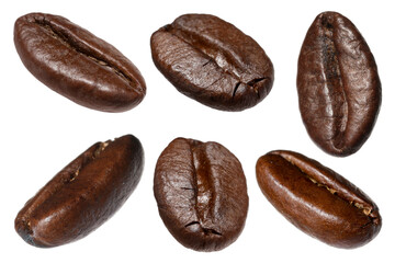 Aromatic roasted coffee beans isolated on white