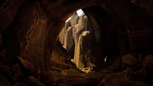 volcano cave with yellow stones