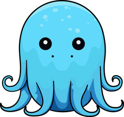 Cute octopus cartoon minimal with outline