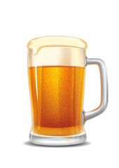 Refreshing Lager Beer in a Frothy Mug - Transparent Background