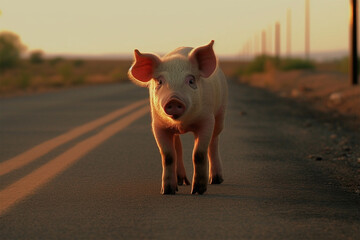 Generative AI.
a pig on the highway