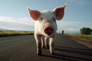 Generative AI.
a pig on the highway