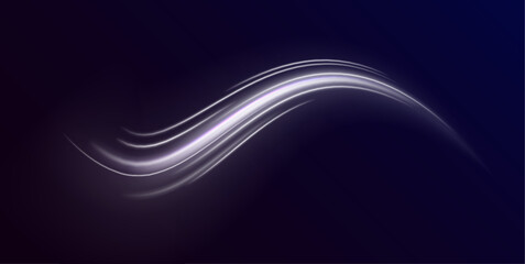 Light trail wave, fire path trace line and incandescence curve twirl. PNG Light white pedestal, podium, platform, table vector. Luminous white lines of speed. Twist white line. Abstract motion lines.	