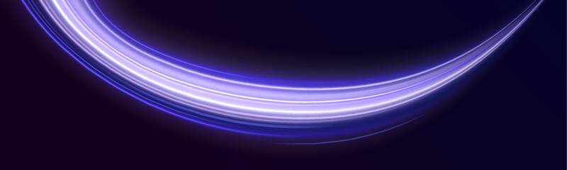 Neon blurred circles in motion. PNG vector light pink and purple lines swirling in a spiral. Vector vortex wake effect. Electric swirl lines, neon light effect. Abstract magic energy waves.	