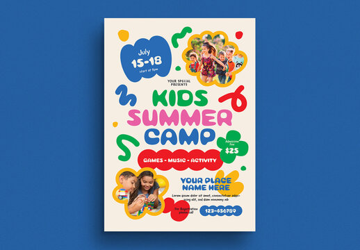 Colorful Abstract Kids Summer Camp Event Flyer