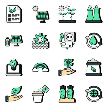 Pack of Ecology Flat Icons

