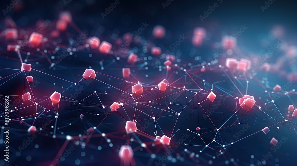 Wall mural geometric technology background with an interconnected network, generated by ai