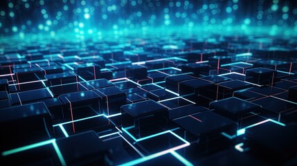 Obraz premium Technology background with light and geometry elements, generated by AI