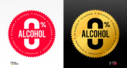 Alcohol free Zero percent label. No alcohol seal. Vector illustration