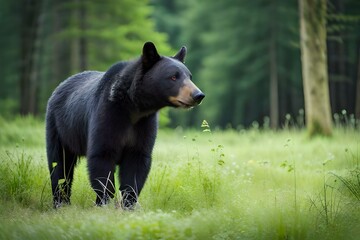 Obraz na płótnie Canvas black bear in the grass
