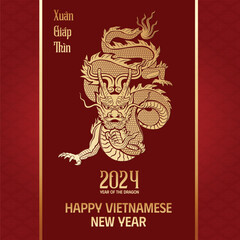 Vietnamese New Year Giap Thin 2024, Dragon of New year. Chinese new year.  Dragon 2024