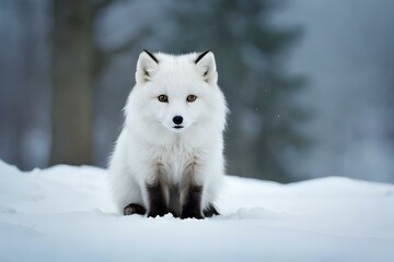 arctic fox on the snow