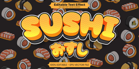 Sushi editable text effect in modern trend style