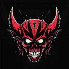 Fotobehang Free vector red devil face vector logo © Design Motion