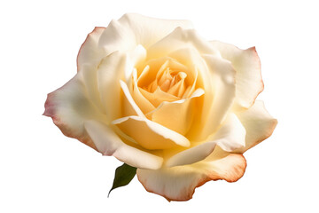 Cream colored rose flower on transparent background. 