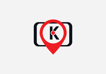 Location Track sign. Location tracker logo. Location symbol on phone tab with letter vector