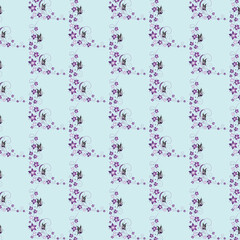 seamless floral pattern with colorful wild flowers on mirror reflecting blue sky