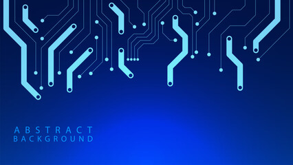 Abstract circuit board technology concept. Blue Scifi PCB. Big data visualization, global connection and digital communication background design.