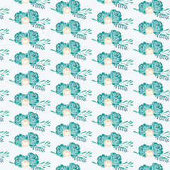 seamless floral pattern with colorful wild flowers on mirror reflecting blue sky