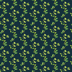 seamless floral pattern with colorful wild flowers on mirror reflecting blue sky