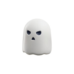 Scary ghost in cartoon 3d style, vector illustration isolated on white background.