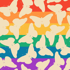 LGBT seamless pattern. Symbol of the LGBT community. Wrapping paper background with LGBT conception. Vector illustration. LGBT flag or Rainbow flag.