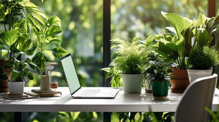 Eco-Friendly Office with Green Plants