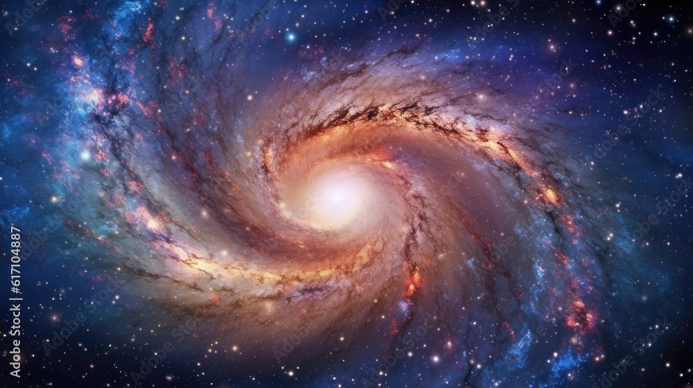 Wall mural spiral galaxy background created with generative ai technology