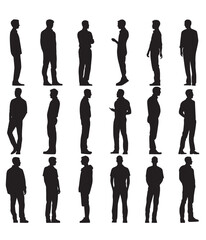 Boys and Men Silhouettes collection isolated, vector, graphic in white background