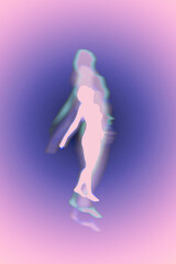 Digital abstract minimal color gradient background with white figure and aura, for template or print	