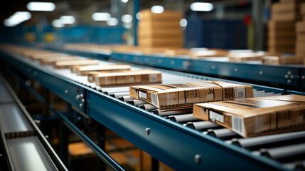many parcels run over an assembly line, generativ AI