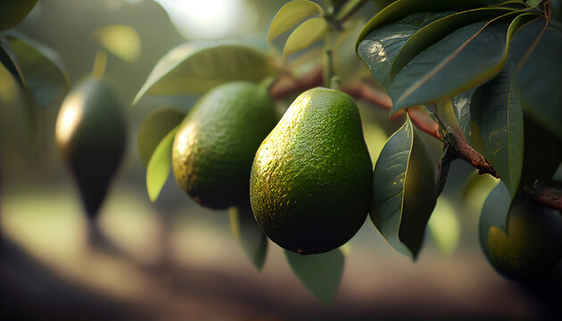 Avocado in orchard plantation close-up Ai generated image