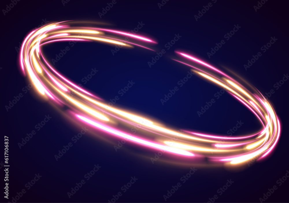 Aufkleber abstract bright neon loop with transparency. glowing spiral cover. black elegant. fire light circles