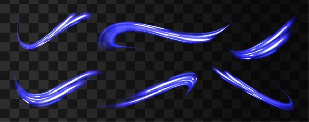 Fototapeta premium Lines in the shape of a comet against a dark background. Radial color spirals. Acceleration speed motion on night road. Bright sparkling background. 