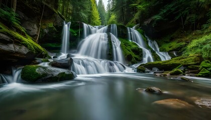 waterfall in the forest generated by AI technology