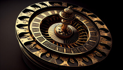 Casino roulette in black and gold style Ai generated image