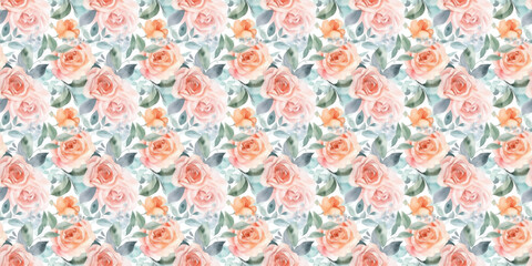 Floral watercolor rose background pattern seamless ornament