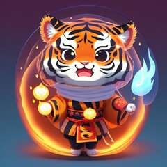 Majestic Tiger Striding Confidently through the Wilderness