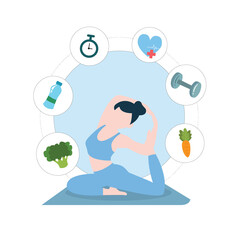  yoga exercise mental health care flat design character 