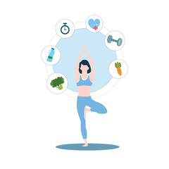  yoga exercise mental health care flat design character 