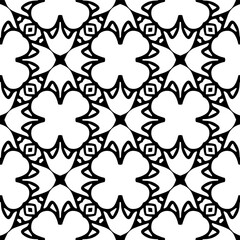 Geometric pattern in ethnic style. Seamless background  with  abstract shapes. Black and white wallpaper. Abstract background  with Repeating pattern for decor, textile and fabric.